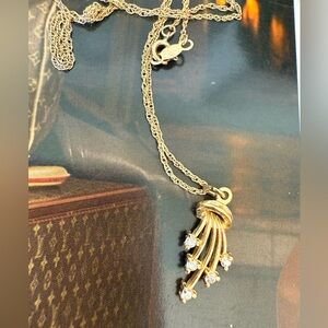 Solid 14k Gold and Diamond SHOOTING STARS Pendant with 10k gold chain